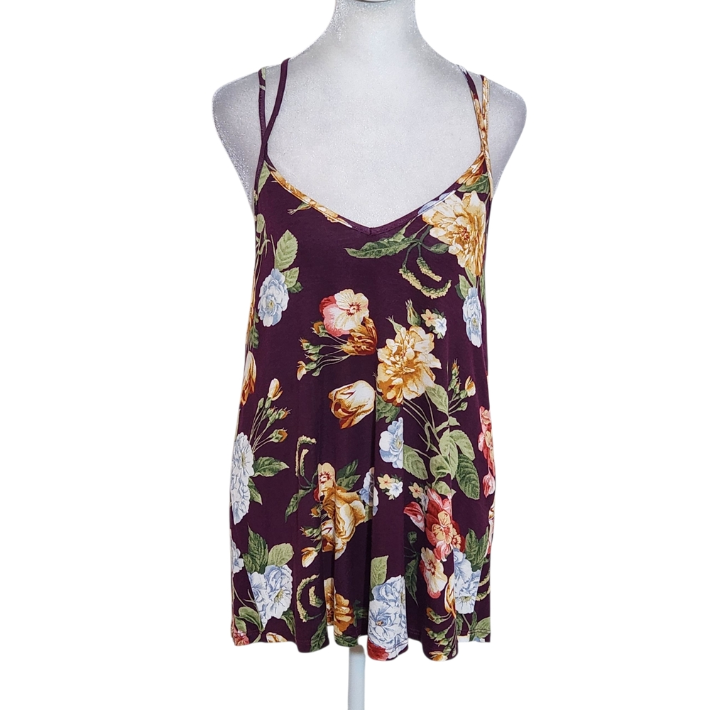 Papermoon Burgundy Floral Tank Top NWT Size Medium Burgundy Floral Top